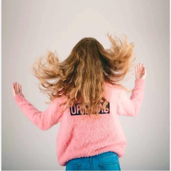 H&M DIVIDED Bubblegum Pink‎ Fuzzy “Original” Graphic Cozy Eyelash Sweater Size S - Picture 2 of 6